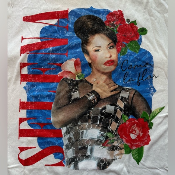NEW SELENA Como La Flor 90s Style White T-Shirt - XXL - Picture 5 of 9